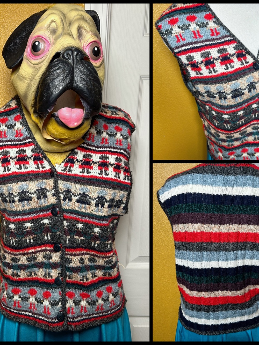Cozy Cool, VINTAGE, METROPOLITAN NY, people sweater vest!!